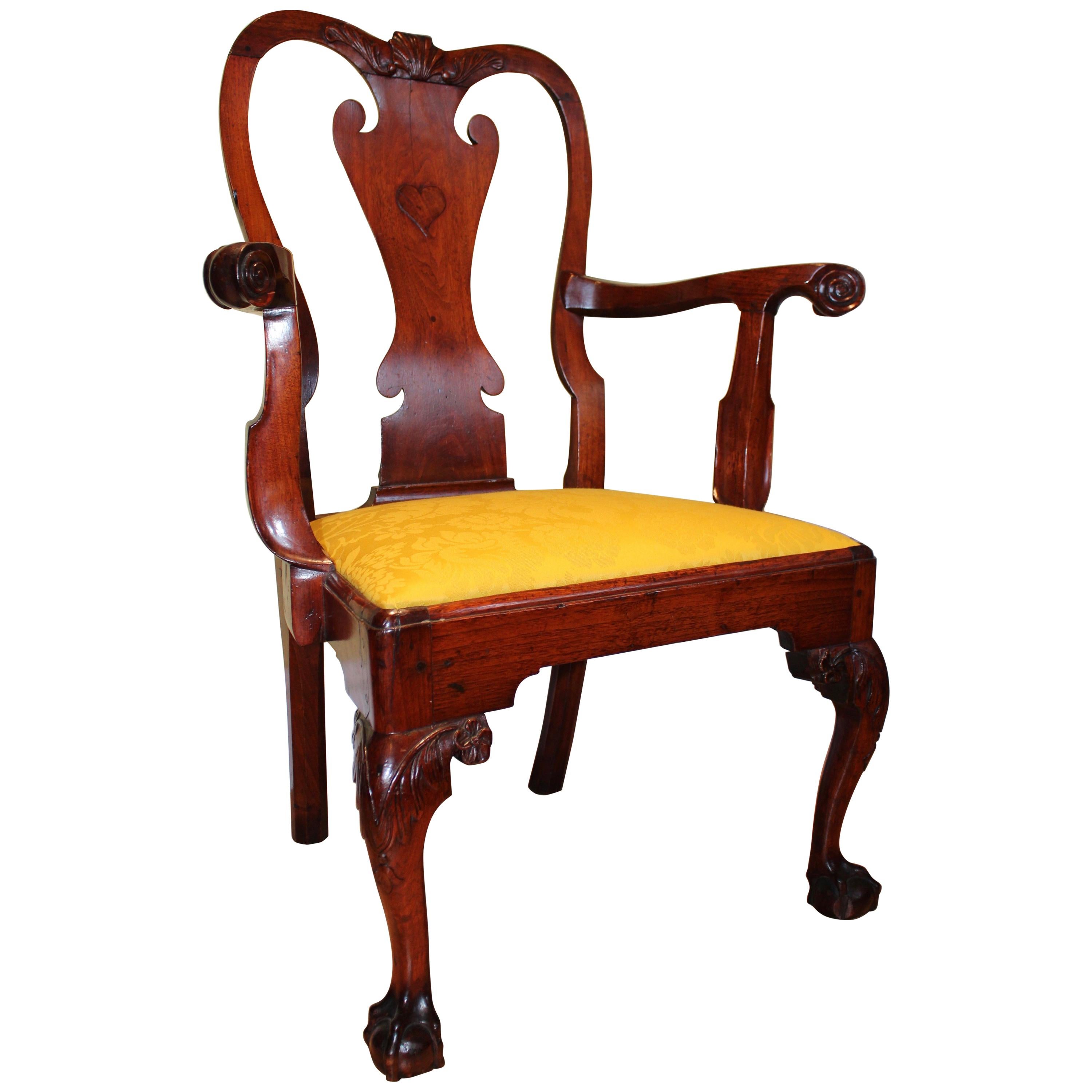 Walnut Chippendale Armchair For Sale