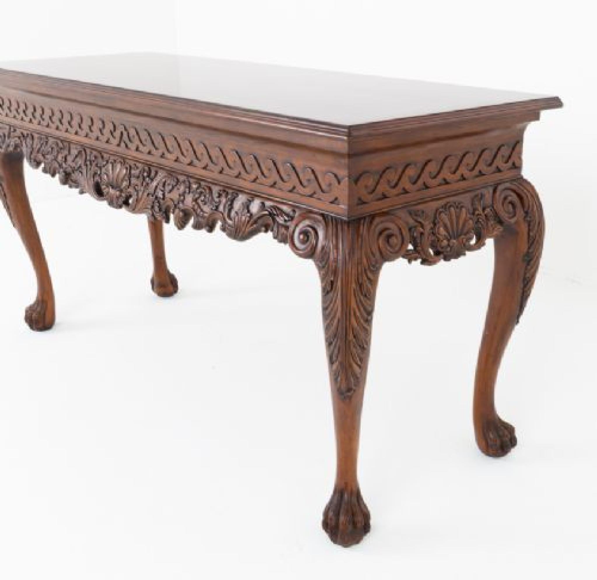 Early 20th Century Walnut Chippendale Sideboard Serving Table Console For Sale