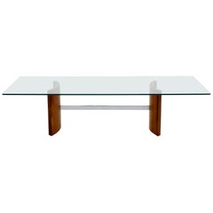 Walnut, Chrome and Glass Coffee Table by Selig, 1960s