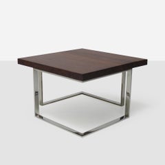 Table basse en noyer et chrome