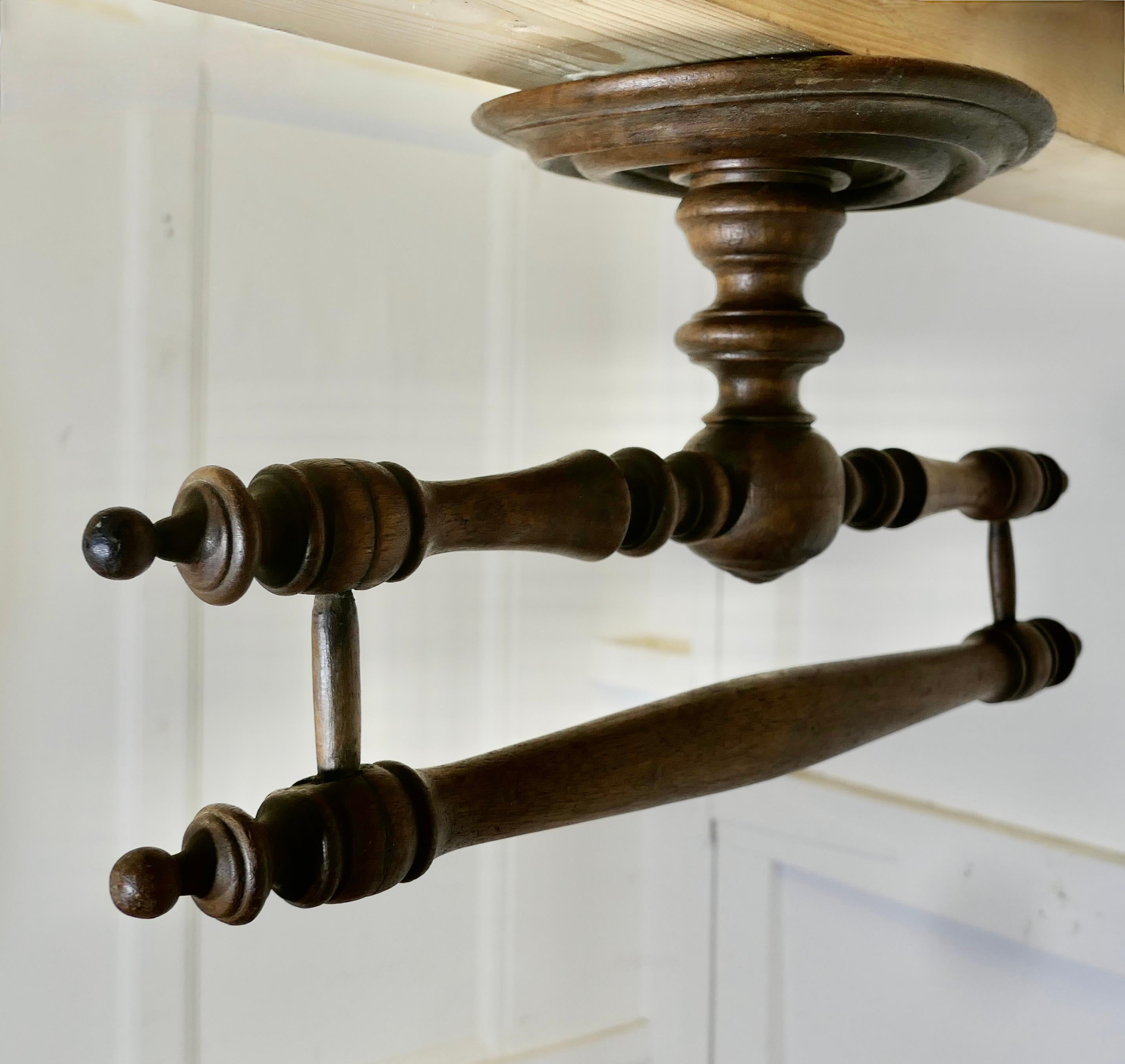 French Provincial Walnut Ciel de Lit or Bed Canopy Curtain Frame  A lovely and well used piece