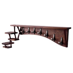 Walnut Cirrus Coat Rack, Modern Wall Mounted Hooks and Shelves by Arid