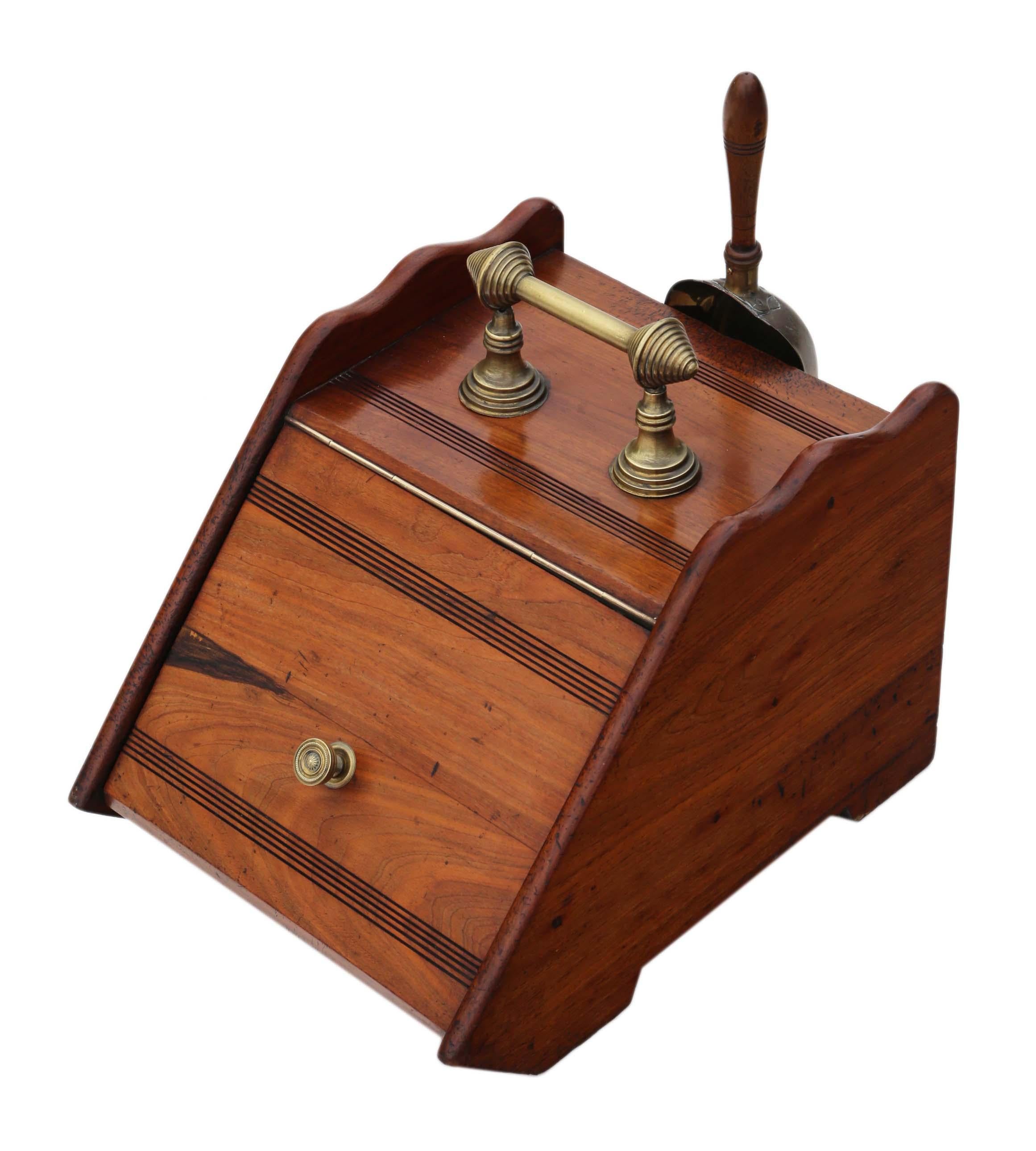 Antique quality walnut coal scuttle box or cabinet, circa 1900.
This is a lovely item, that is full of charm and character.
This is a heavy quality piece, with no loose joints... far better than most. No woodworm.
Good age and patina, would look