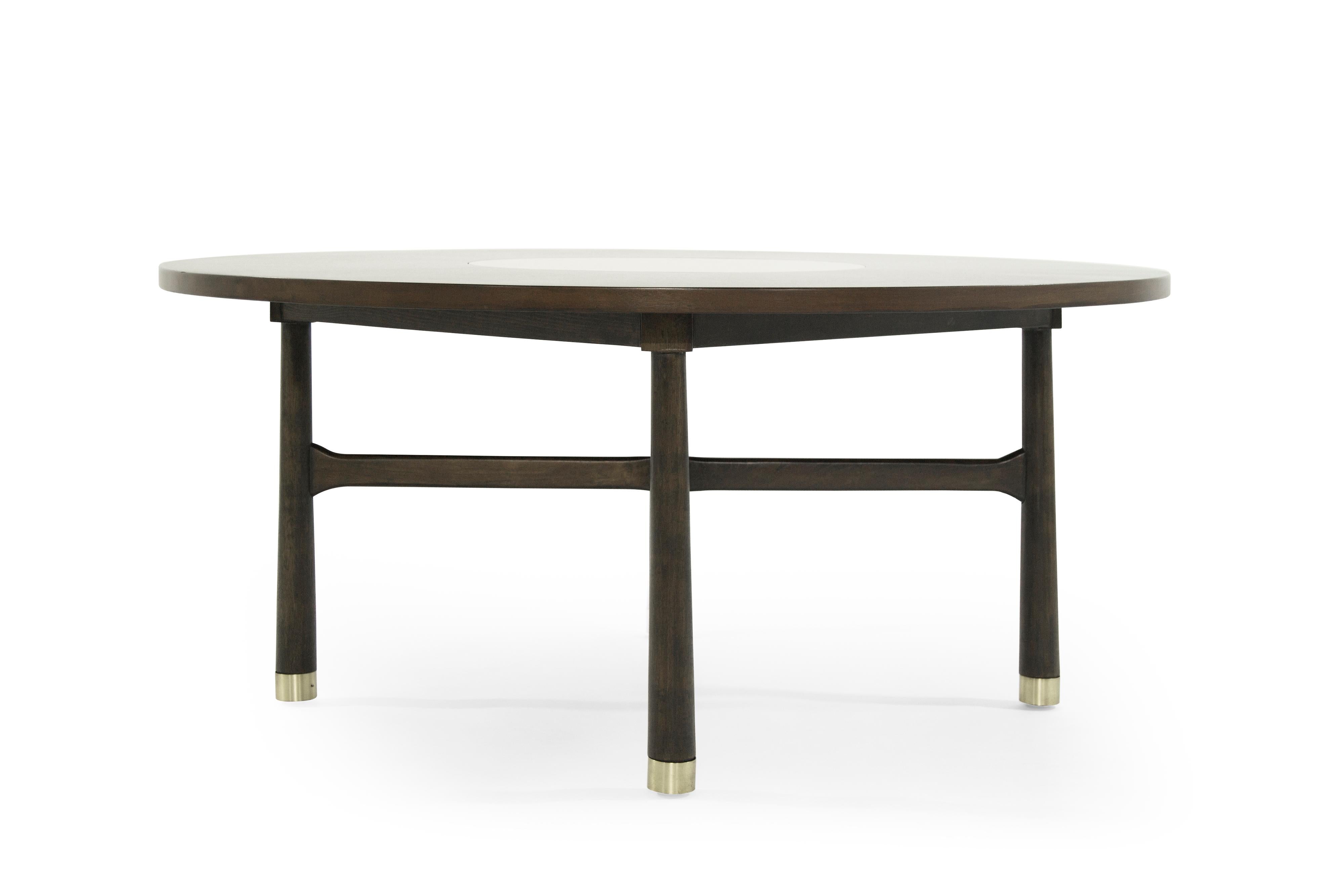 American Walnut Coffee Table with Brass Insert by Harvey Probber, 1950s