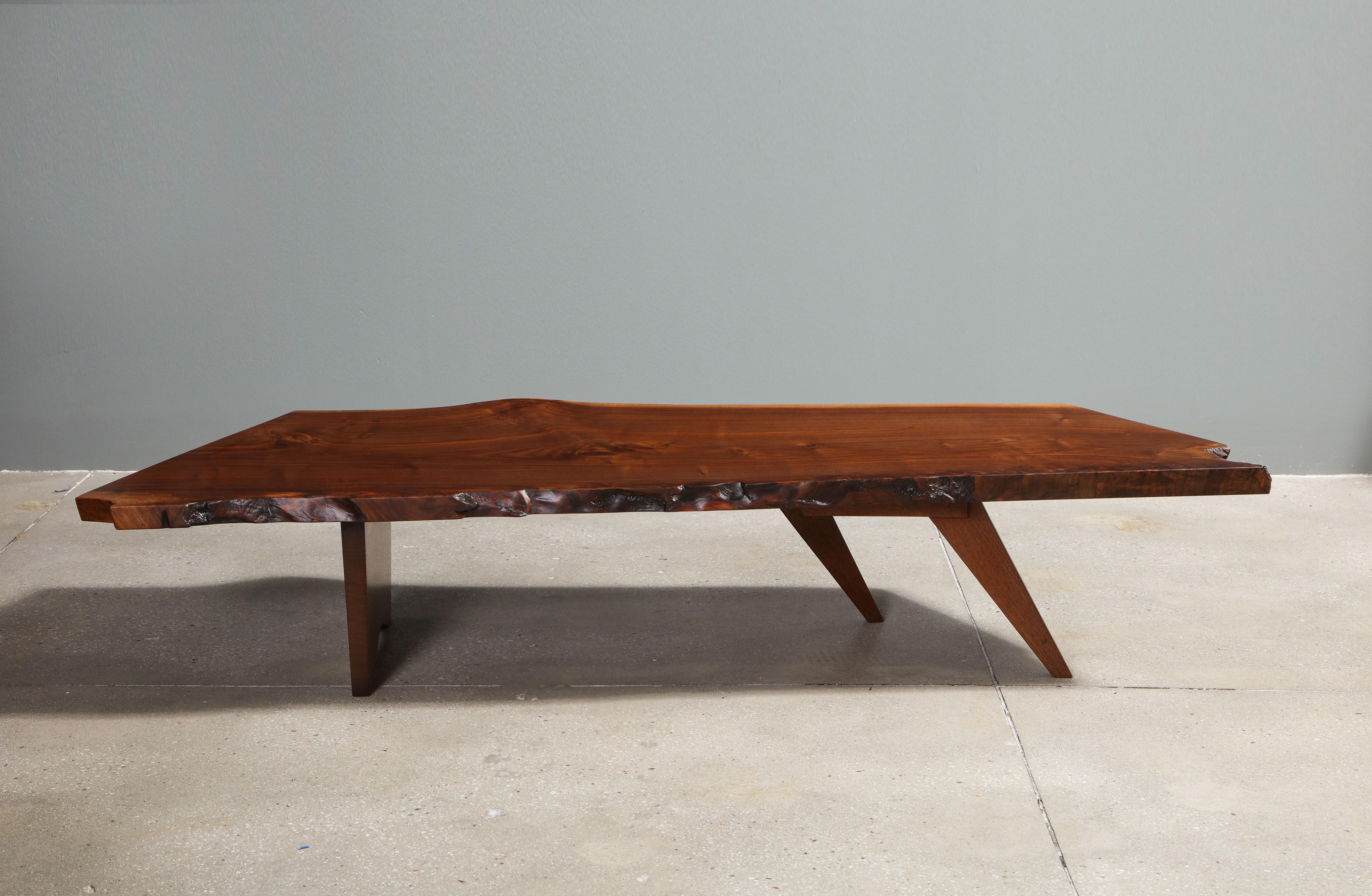 A rare and large coffee table by George Nakashima with wonderful graining.

Recently restored by Nakashima Studios.

Provenance includes all original purchase receipts and letter of authenticity from Nakashima Studios
Nakashima internal