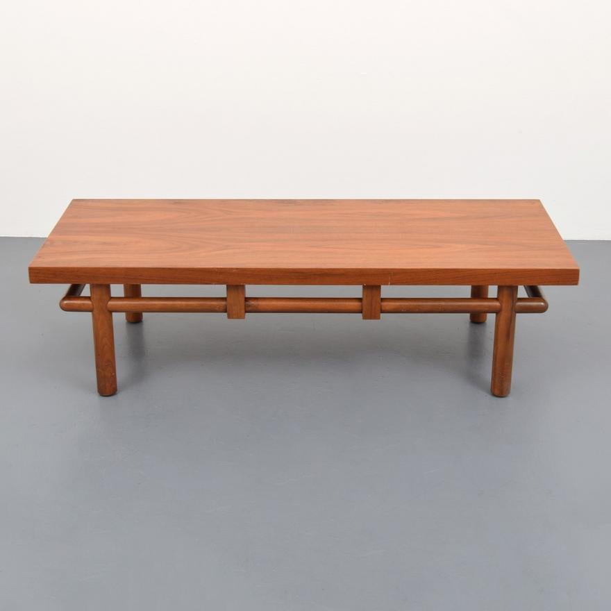 Walnut coffee table by Robsjohn Gibbins for Widdicomb
Marked: 
