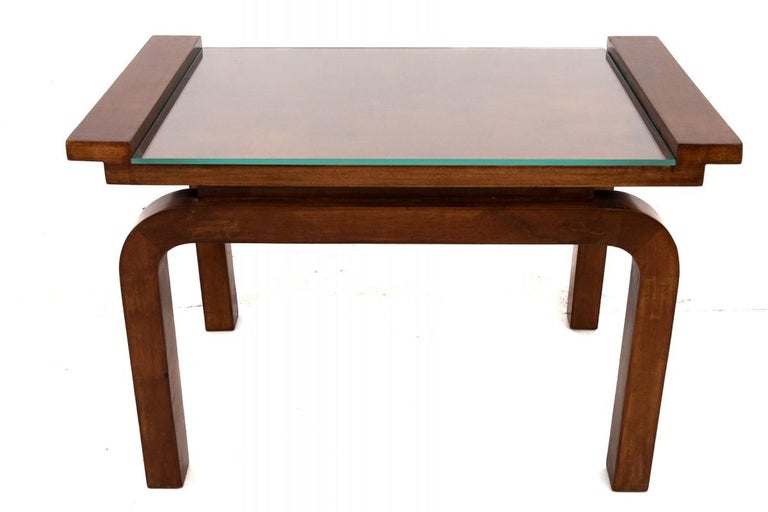Walnut coffee table, Poland, 1950s. For Sale at 1stDibs