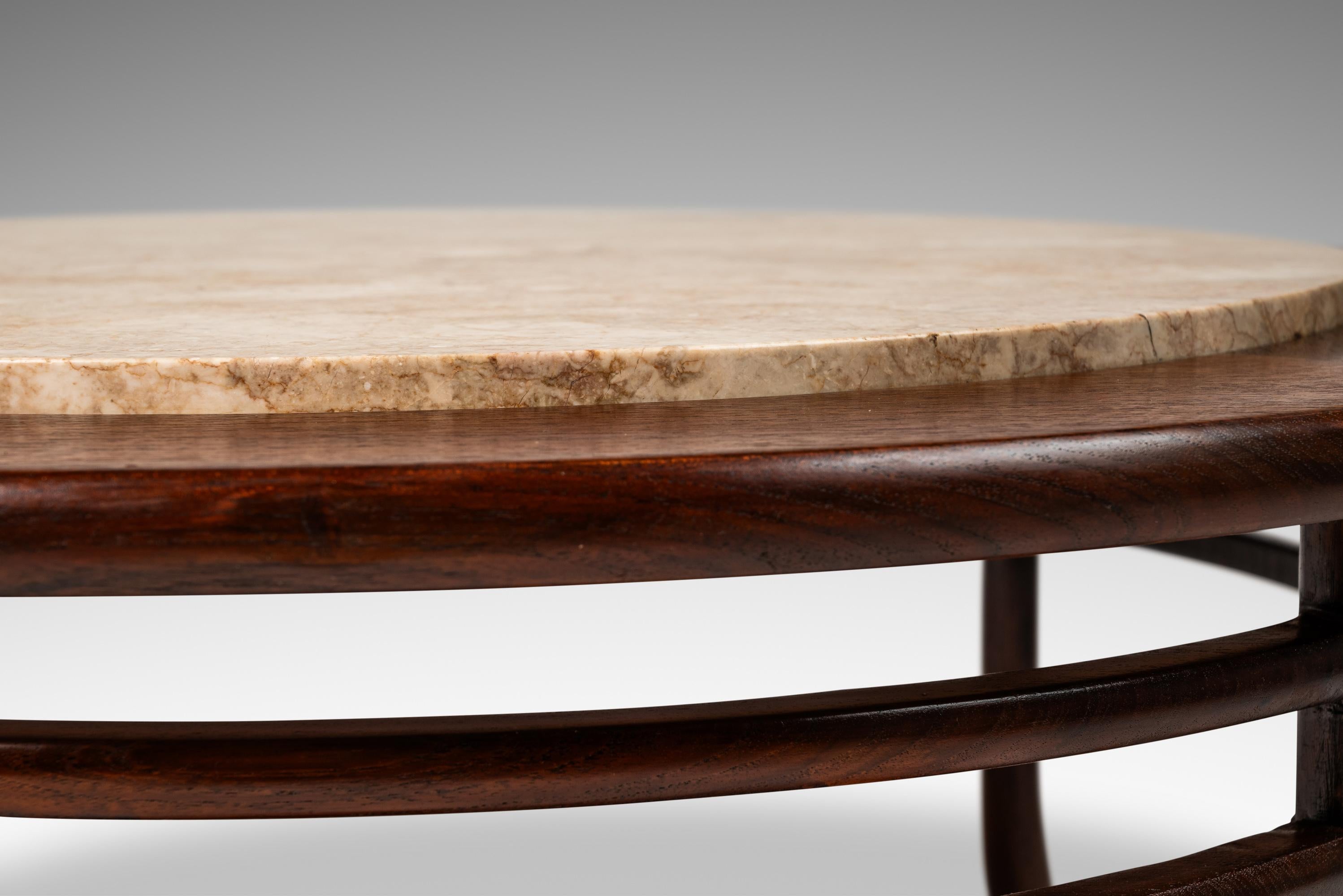 Walnut Coffee Table w/ Travertine Top Attributed to T.H. Robsjohn Gibbings, 1950 For Sale 6