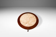 Walnut Coffee Table w/ Travertine Top Attributed to T.H. Robsjohn Gibbings, 1950