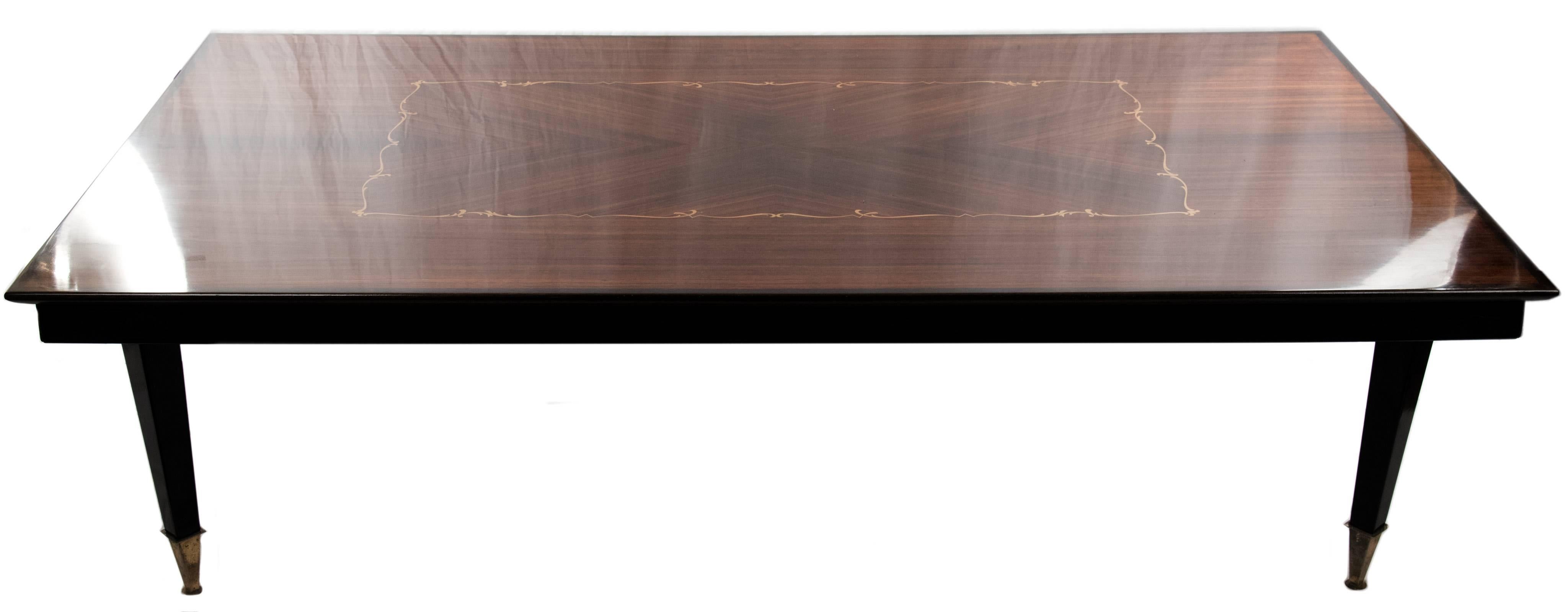 20th Century Walnut Coffee Table with Marquetry Inlay For Sale