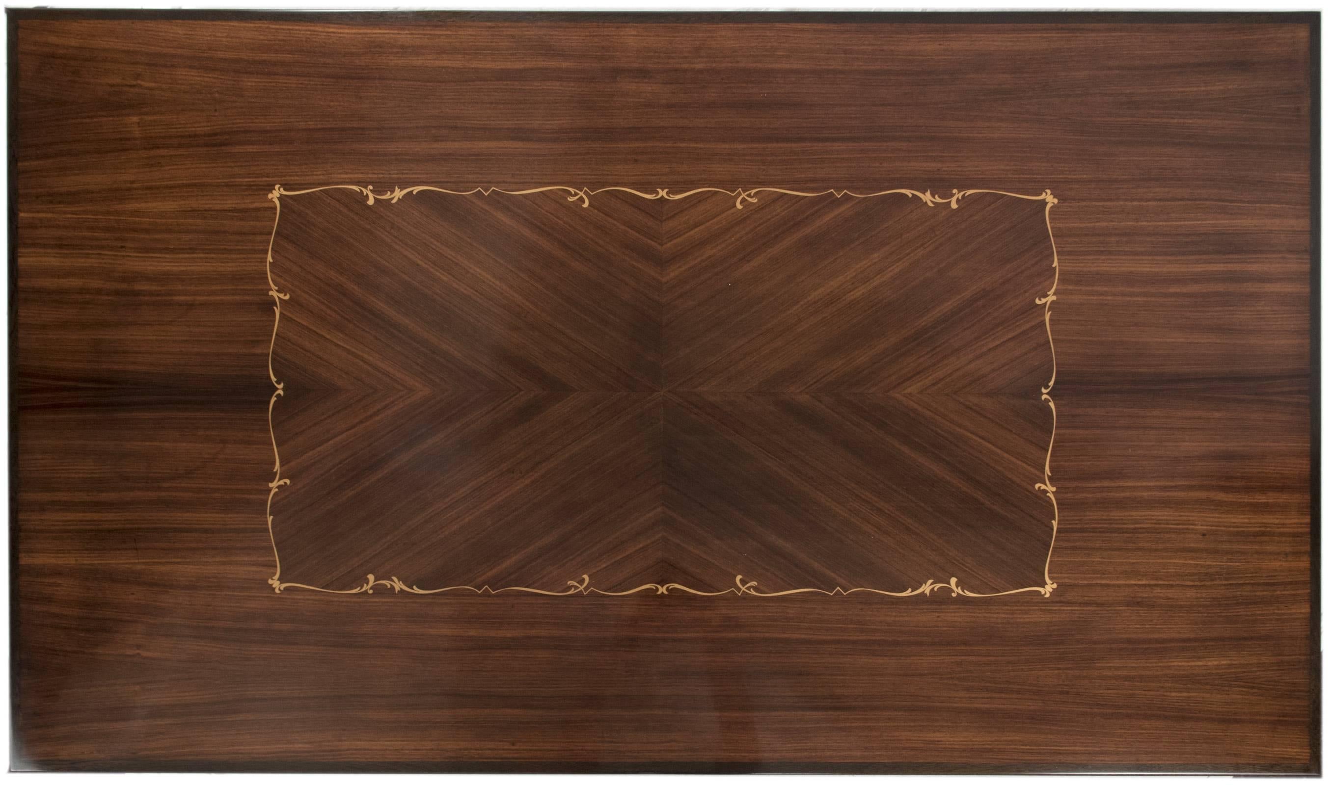 Walnut Coffee Table with Marquetry Inlay For Sale 1