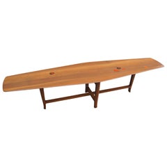 Walnut Coffee Table with Natzler Tiles, Model 5632N by Edward Wormley for Dunbar