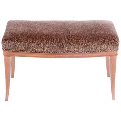 Walnut Colored Wooden Art Deco Ottoman