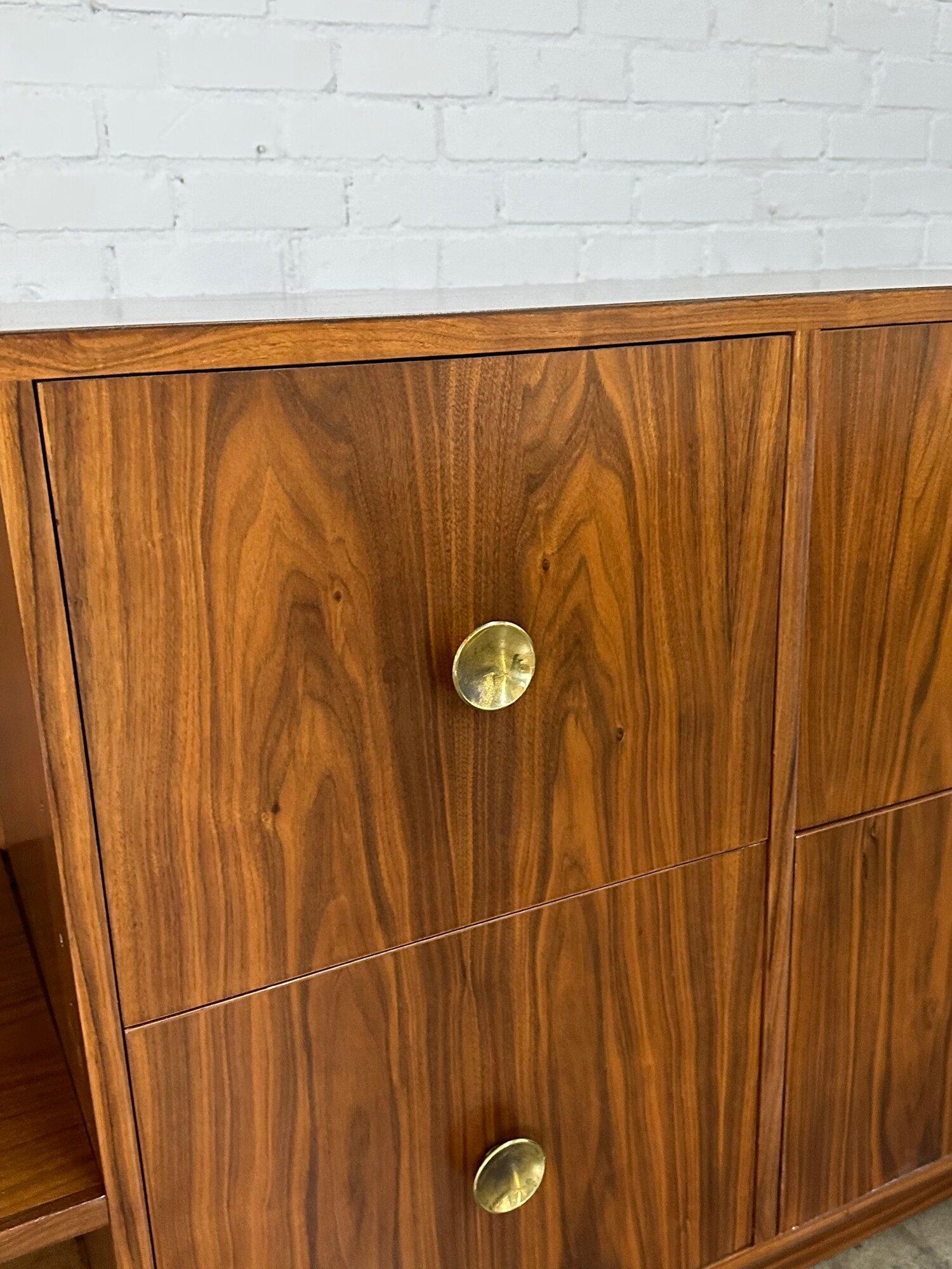 Walnut combo storage sideboard In Good Condition For Sale In Los Angeles, CA