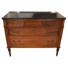 Walnut Commode with Marble Top, 19th Century