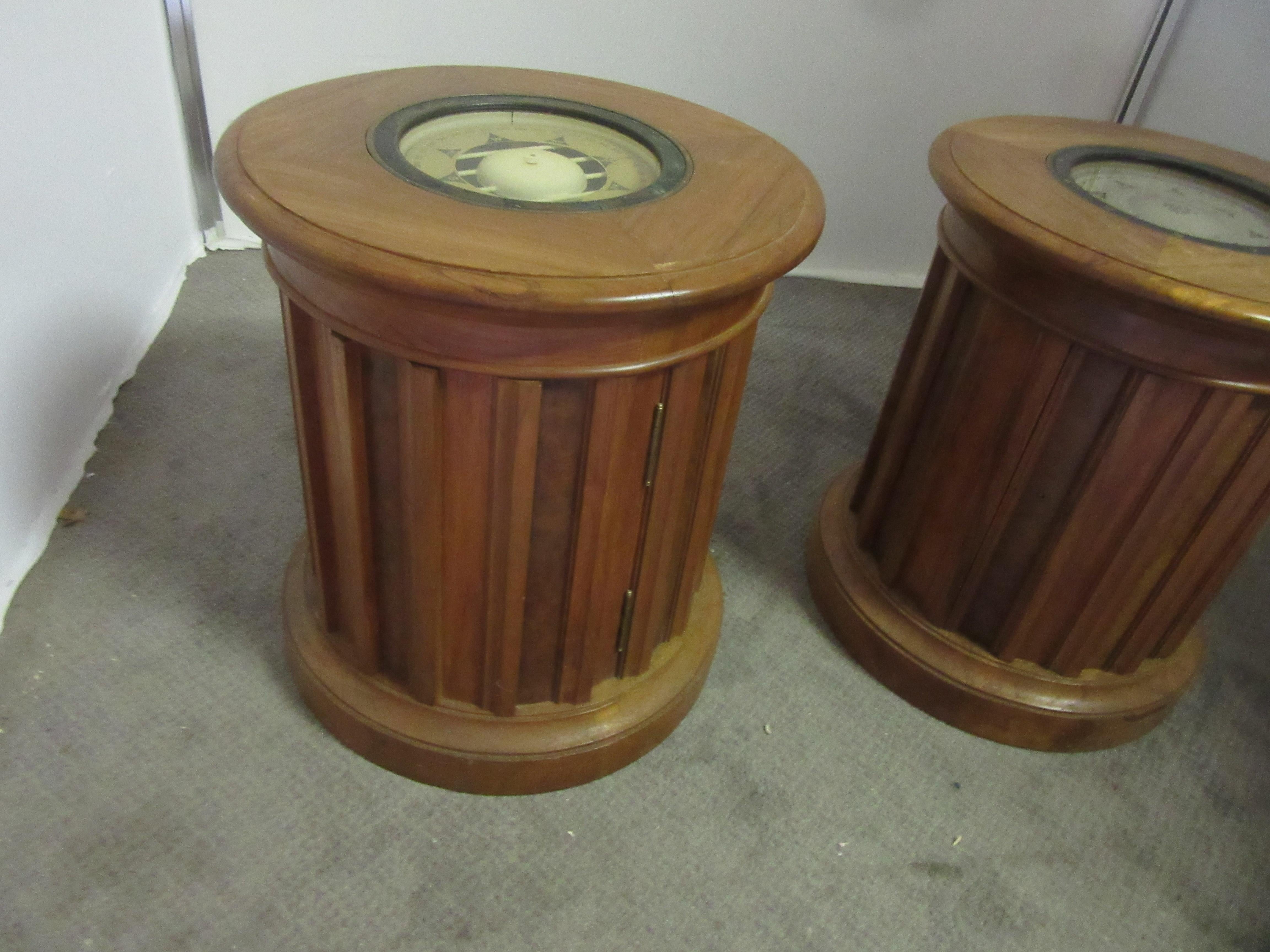 American Walnut Compass Tables with Burled Walnut Slats