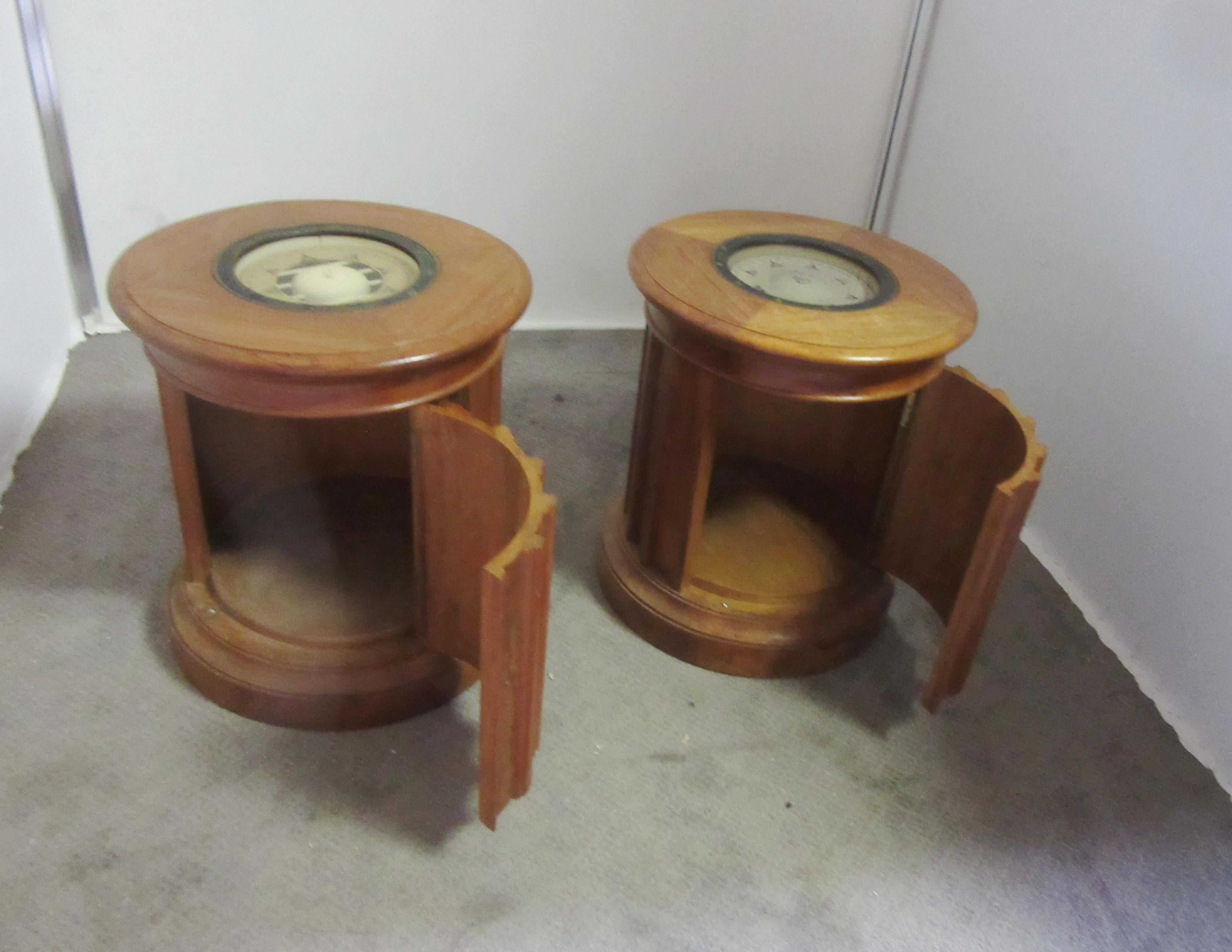 Walnut Compass Tables with Burled Walnut Slats In Good Condition In New York, NY