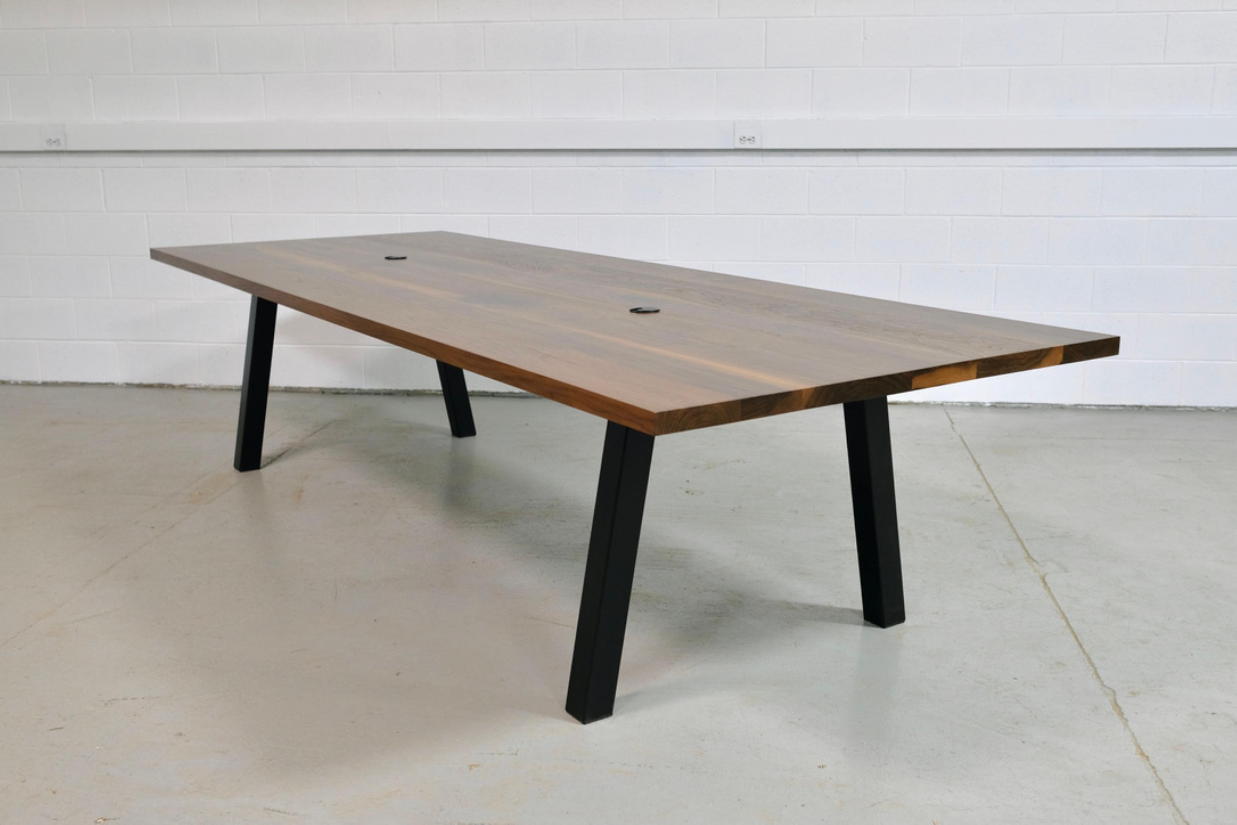 Walnut Conference Table with Splayed Steel Legs In New Condition For Sale In Troy, MI
