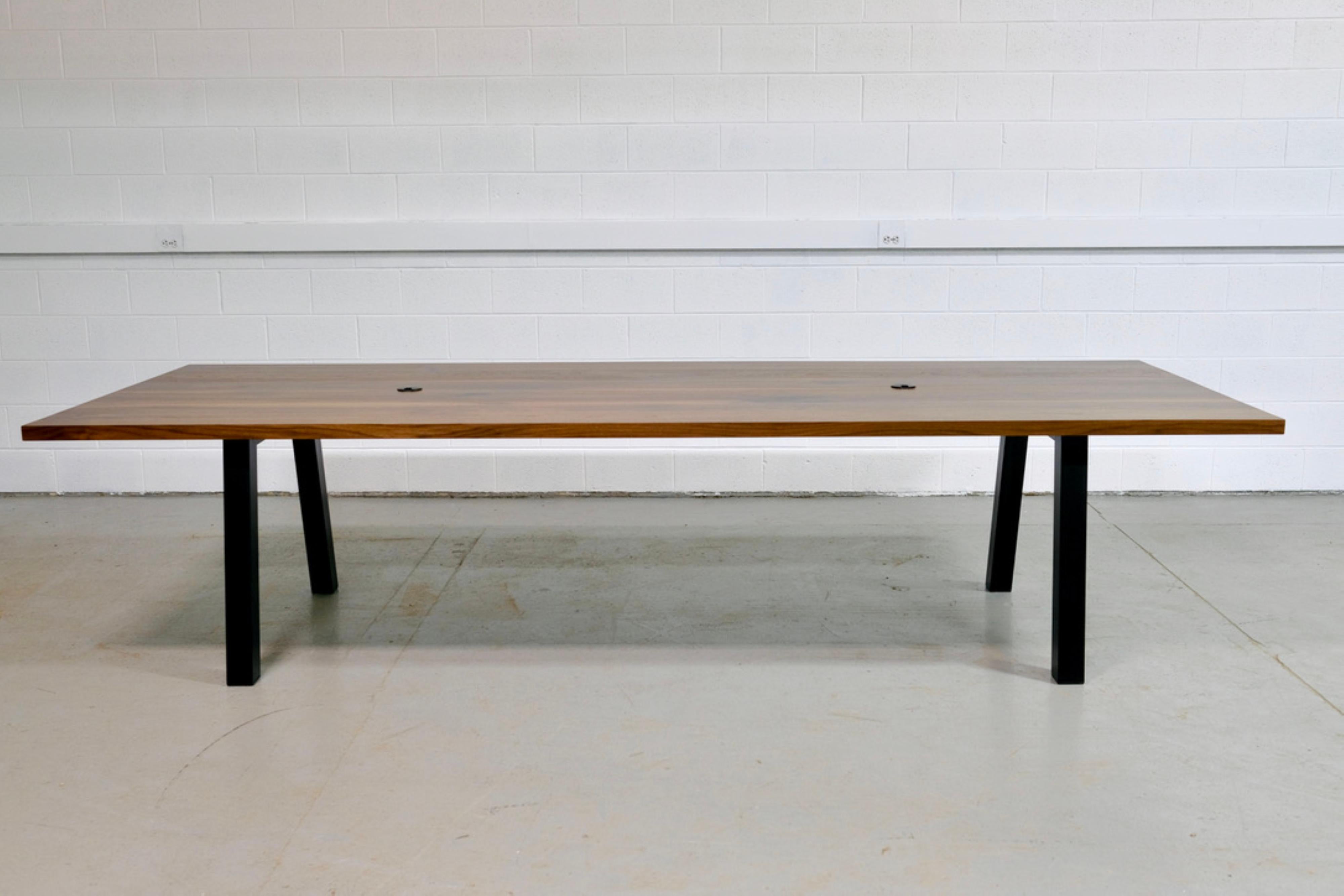 Walnut Conference Table with Splayed Steel Legs For Sale 1
