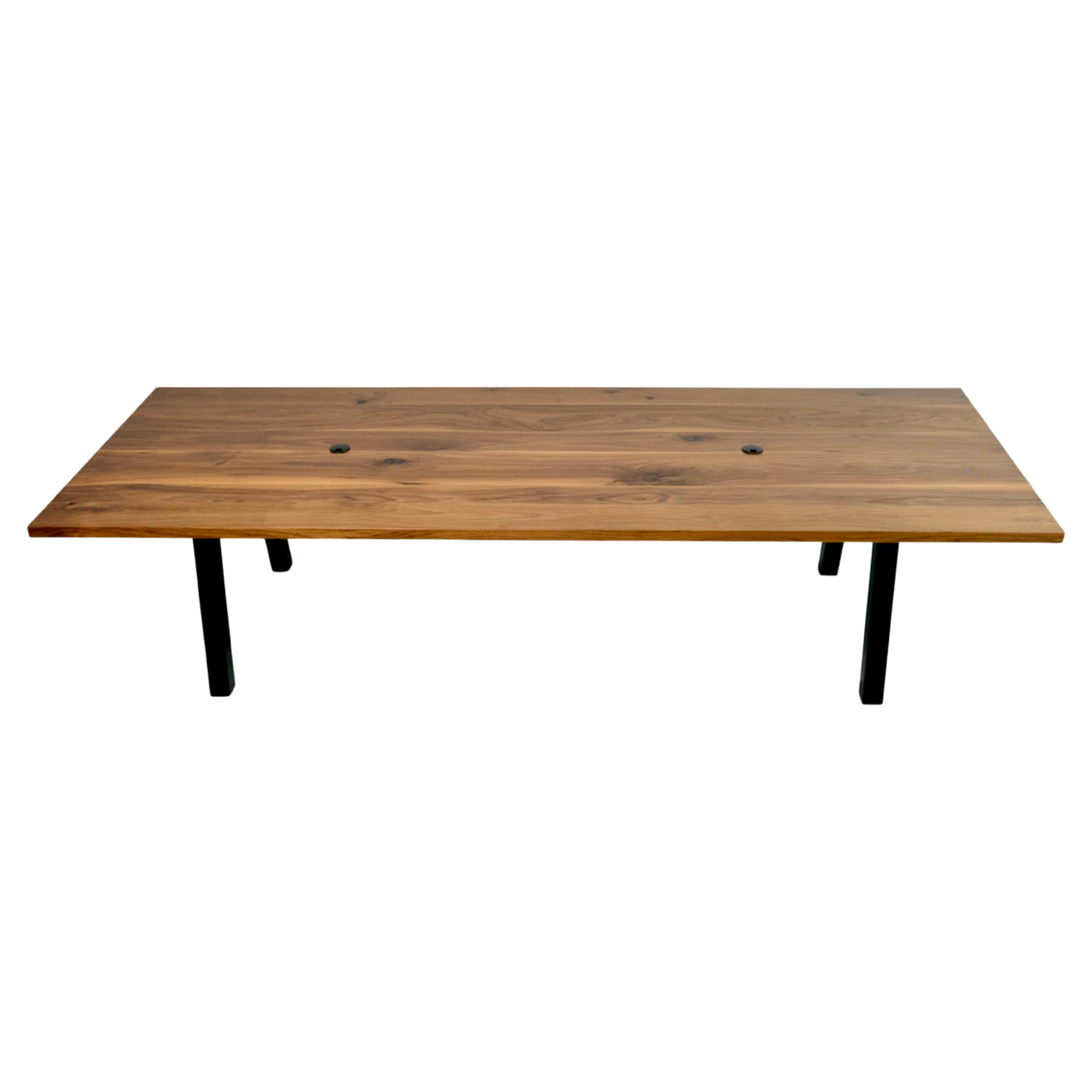 Walnut Conference Table with Splayed Steel Legs For Sale