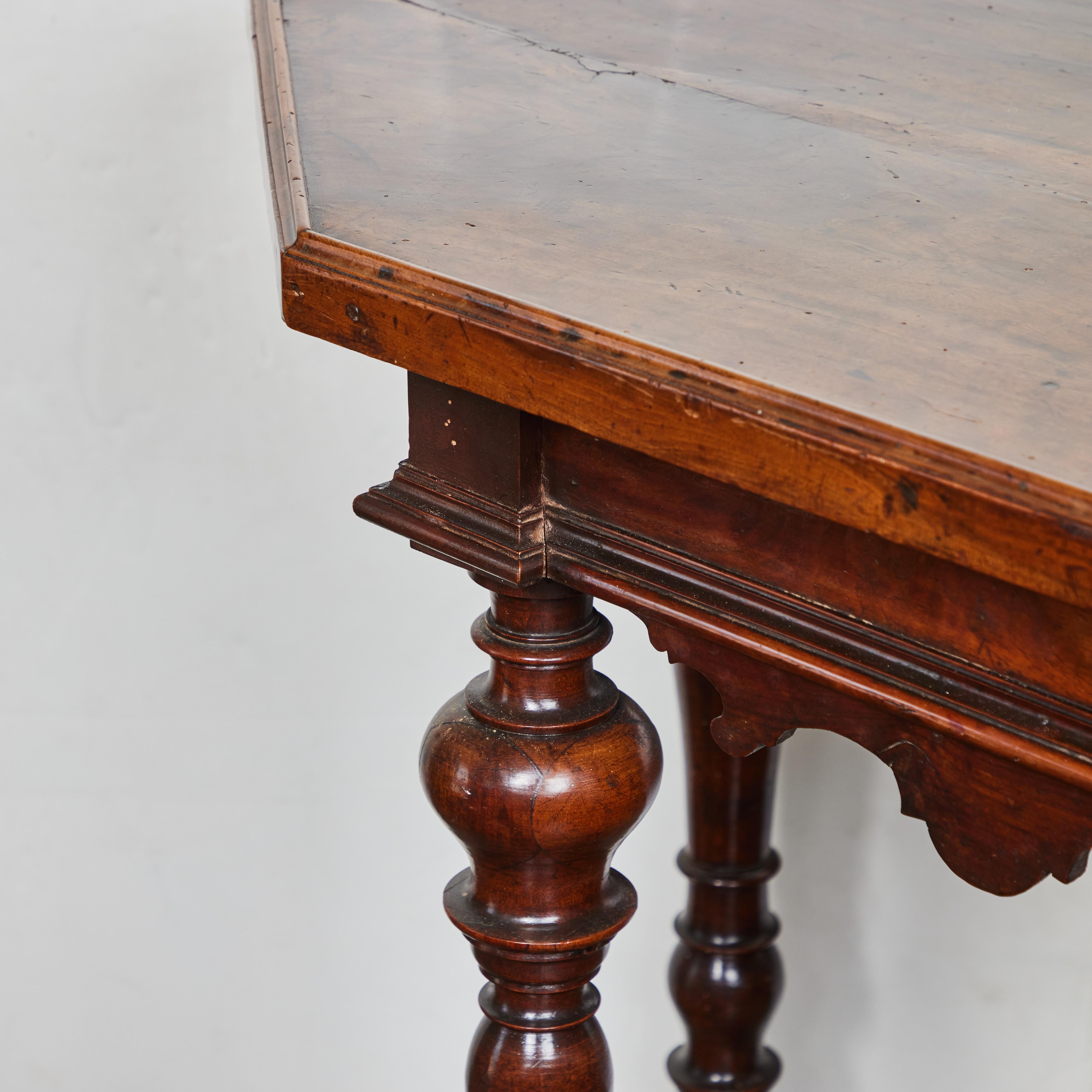 Italian Walnut Console from Tuscany For Sale