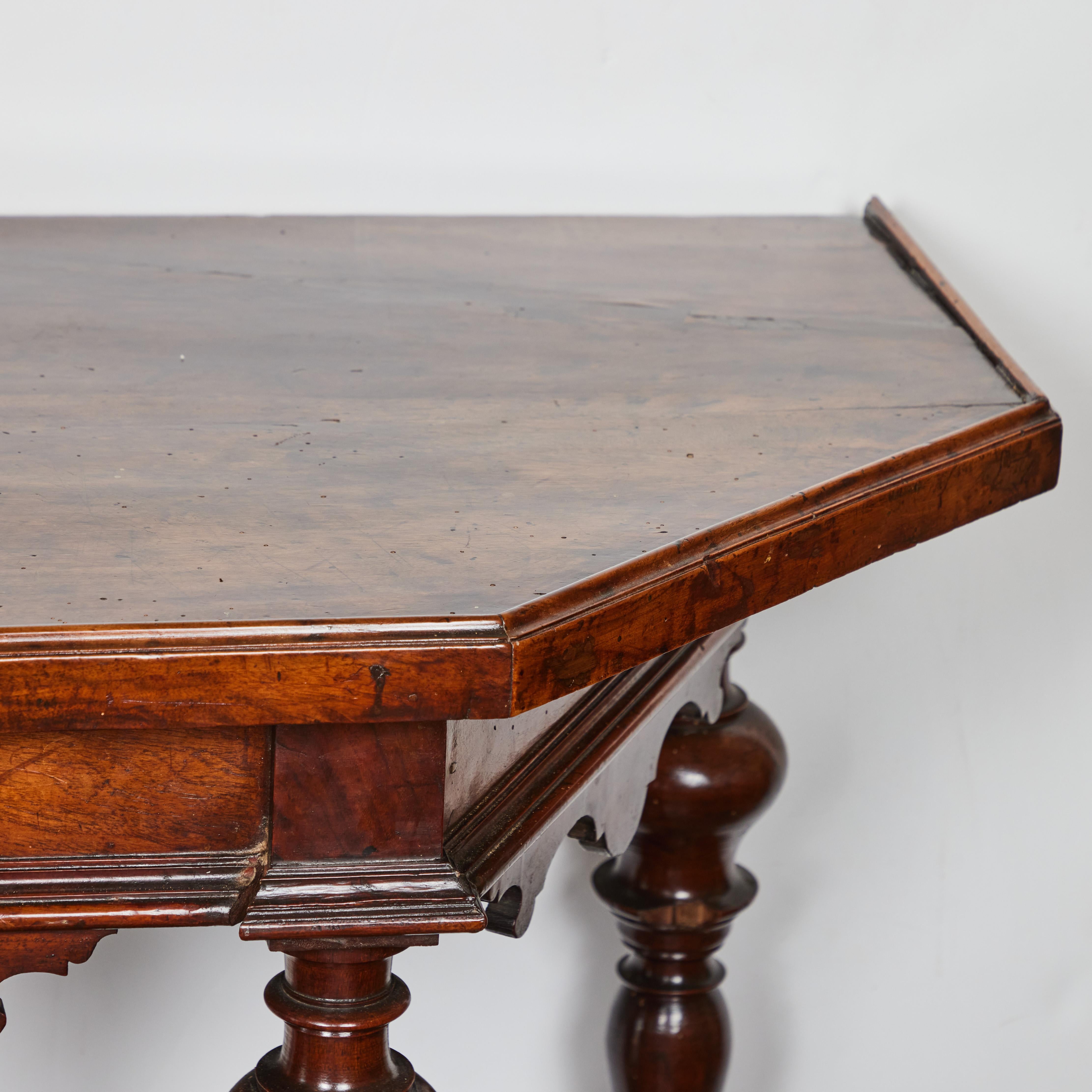 Hand-Carved Walnut Console from Tuscany For Sale