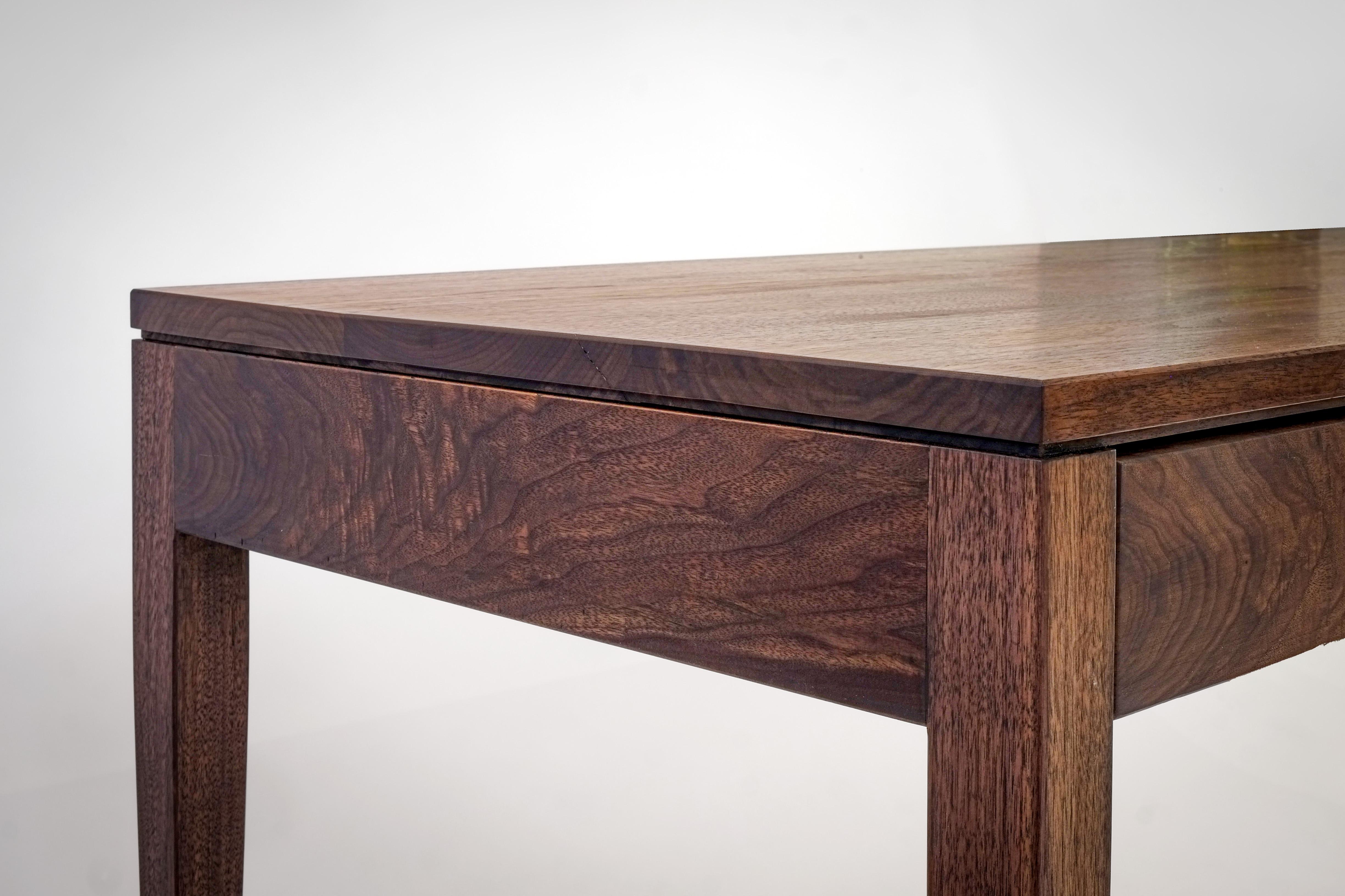 American Walnut Console Table Continuous Grain Drawer Fronts   For Sale