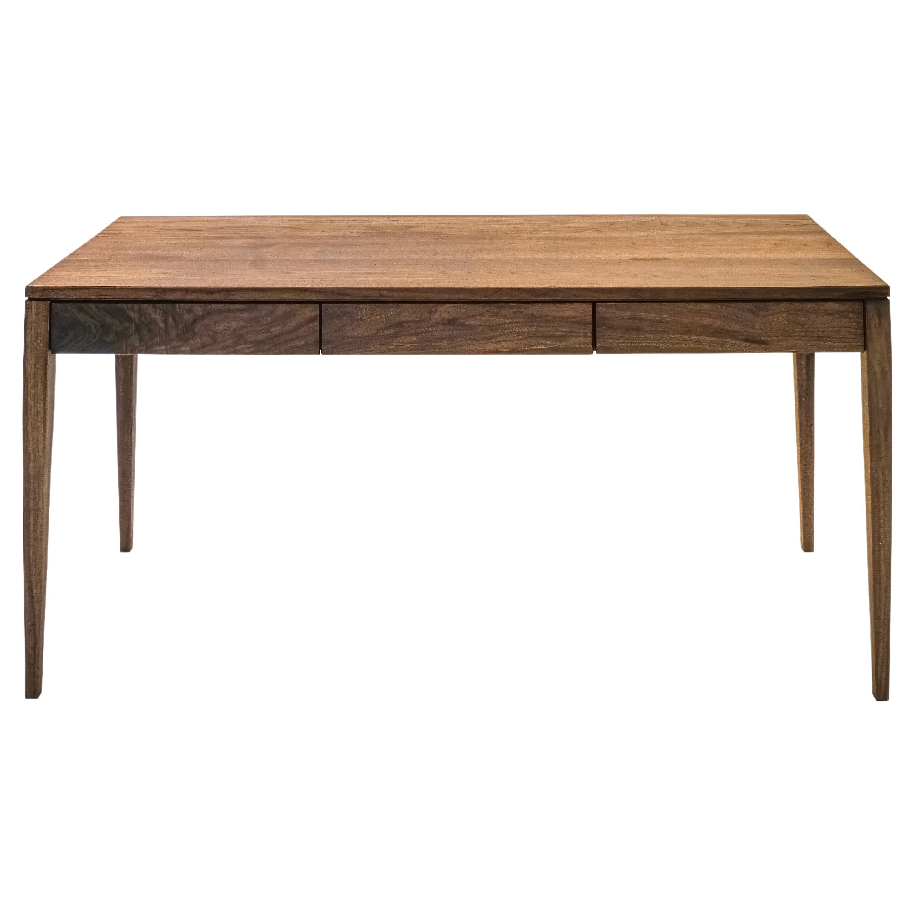 Walnut Console Table Continuous Grain Drawer Fronts   For Sale