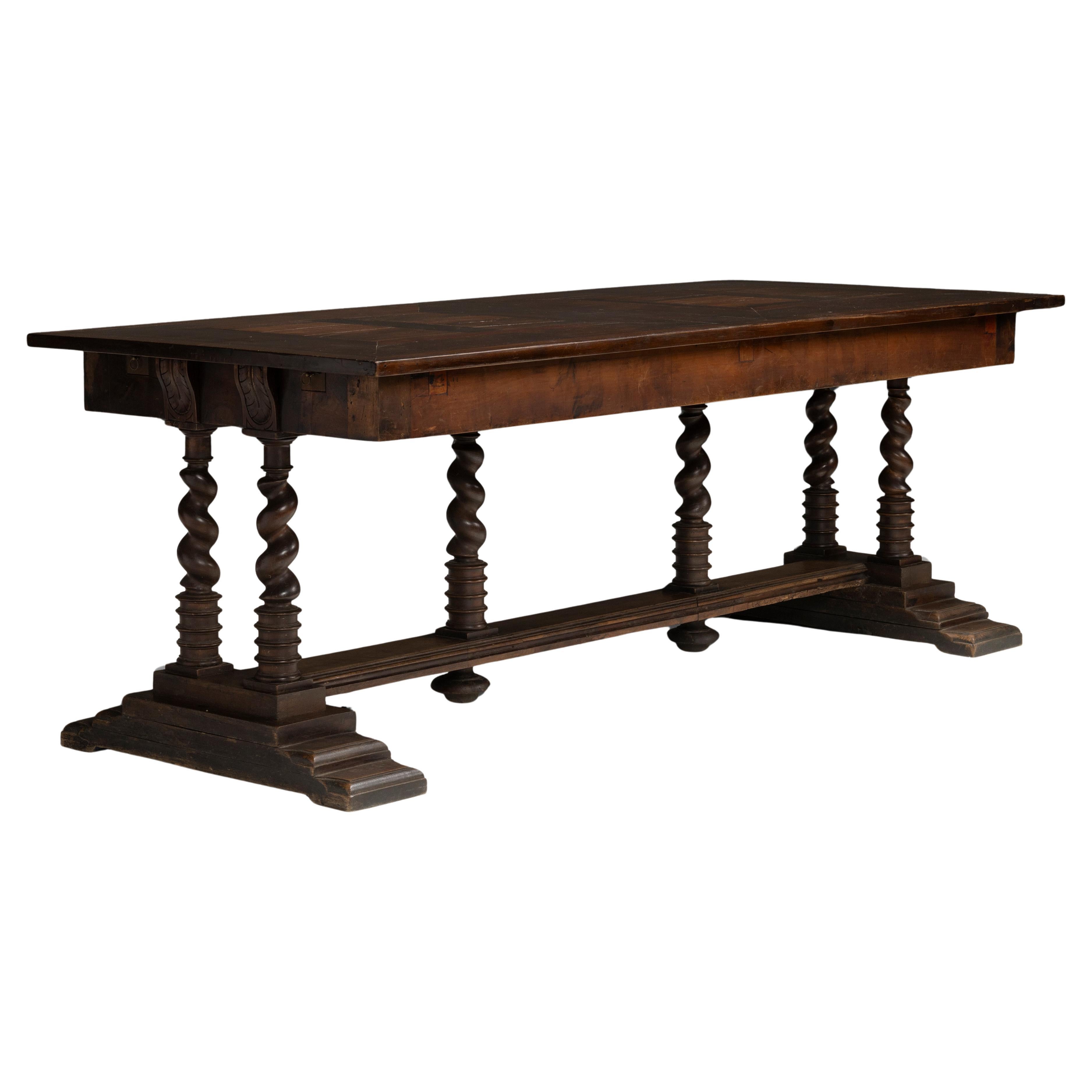 Walnut Console Table, France 1880