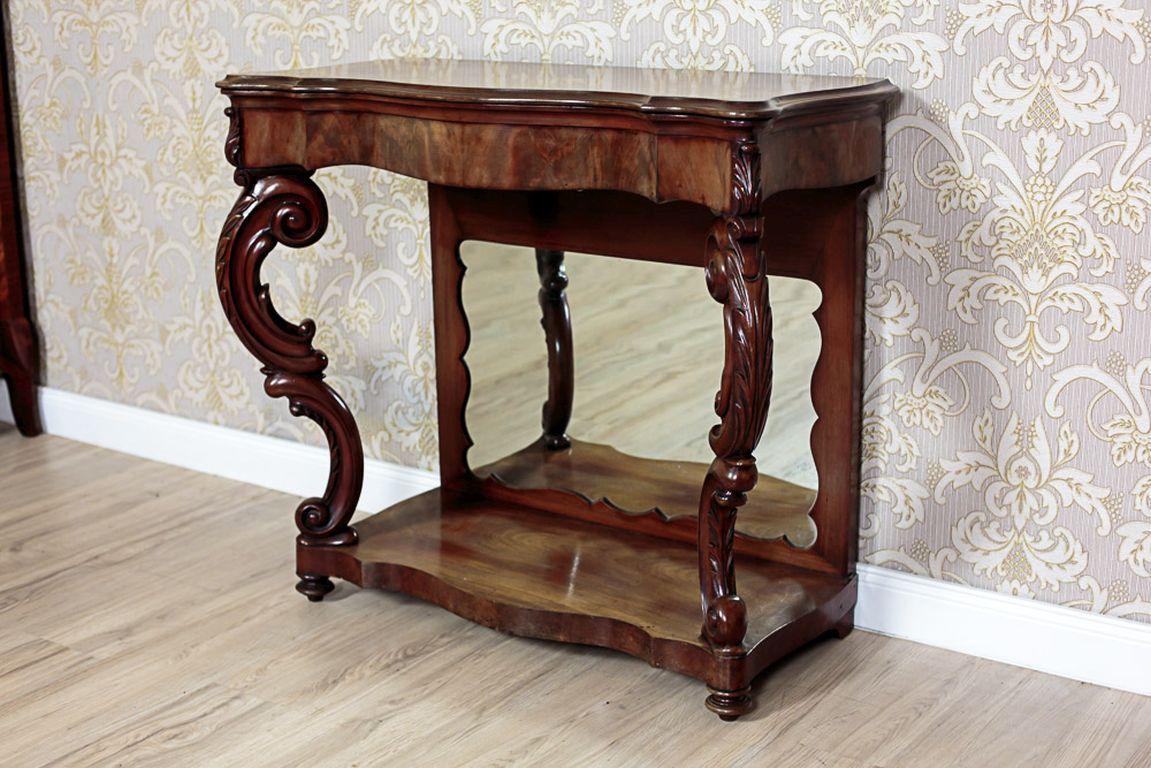 Polished Walnut Console Table from the Mid-19th Century