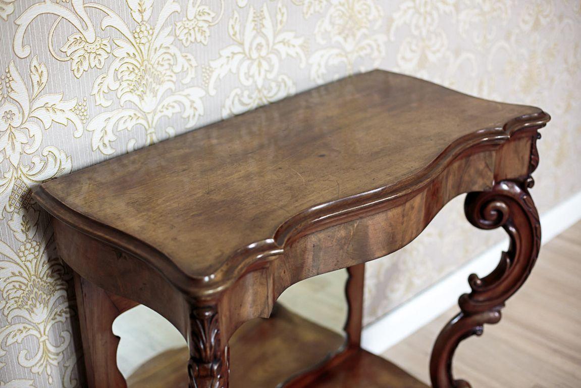 Walnut Console Table from the Mid-19th Century In Good Condition In Opole, PL