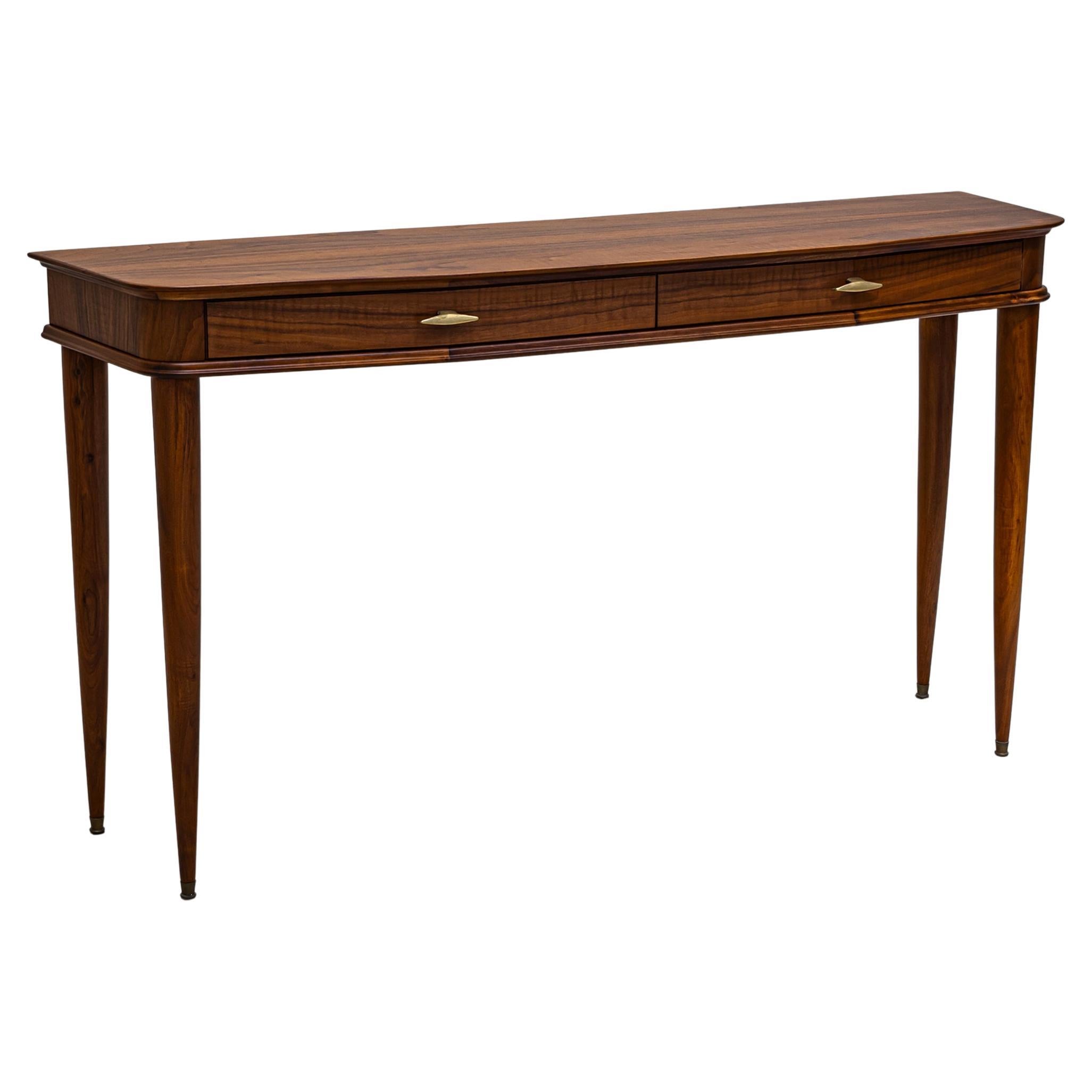 Walnut Console Table, Italy, Mid-20th Century