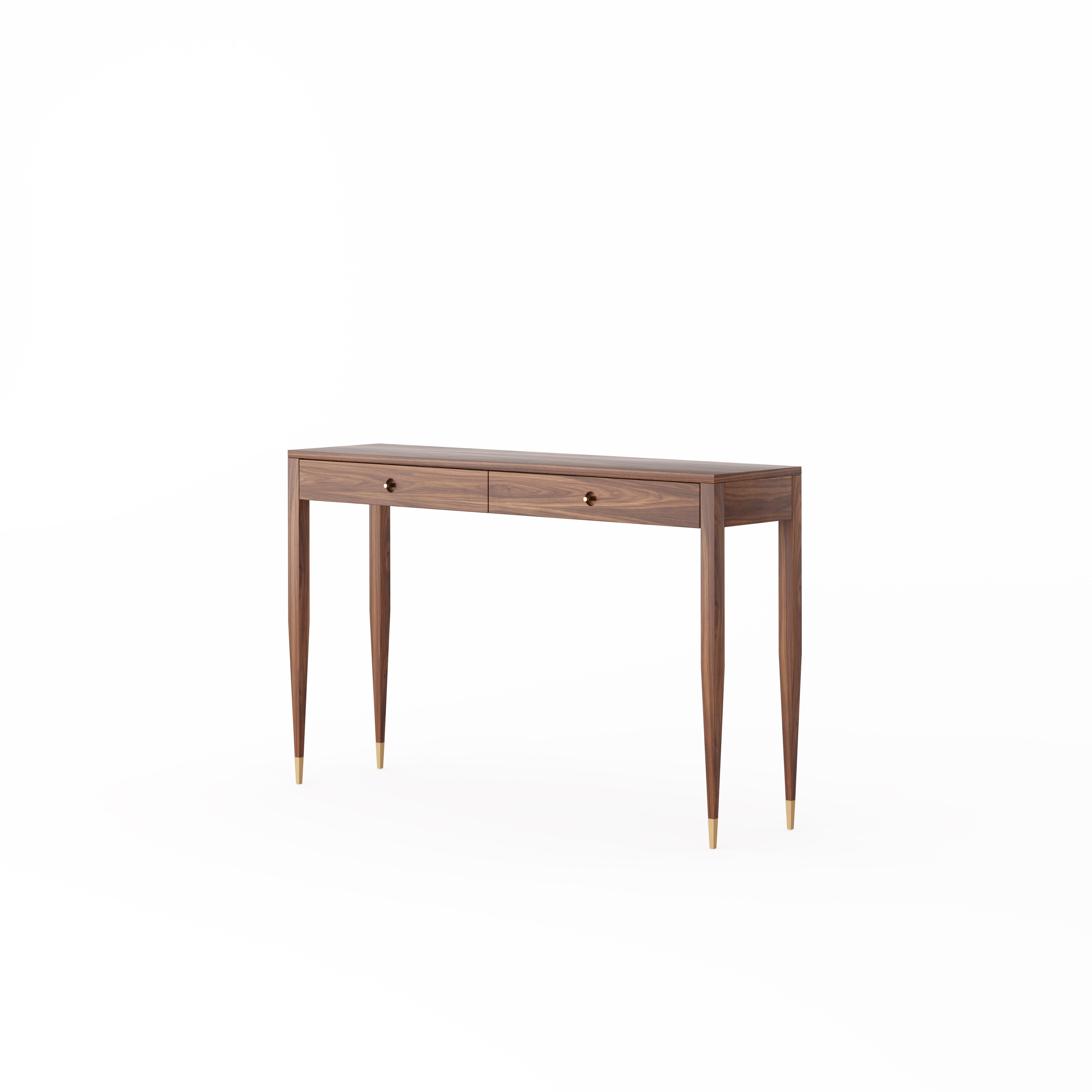 Polonais Console en noyer à deux tiroirs de style moderne du milieu du siècle, table d'entrée en vente