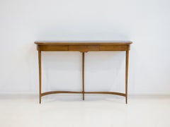 Walnut Console Table with Glass Top by Carlo Enrico Rava