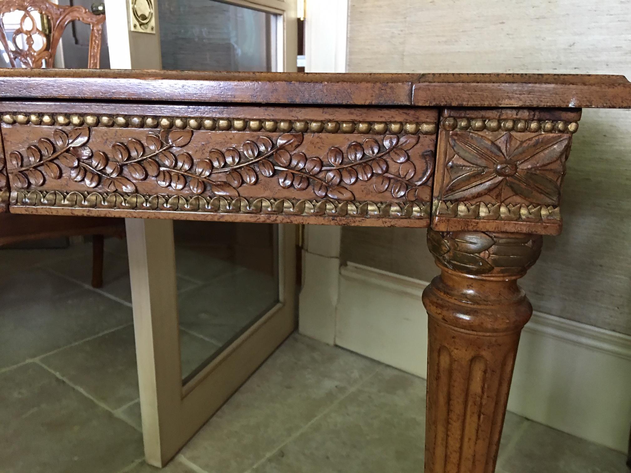 Walnut Console with a Carved Decorative Apron and Two Drawers, 20th Century For Sale 2