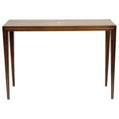 Walnut Console with Brass or Aluminum Inlay Detail