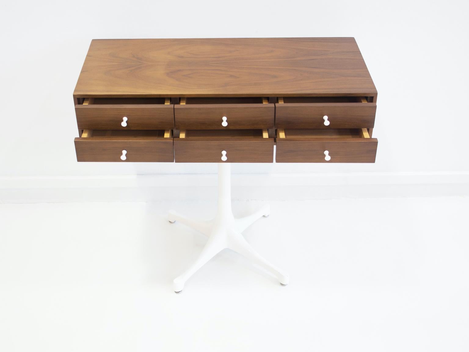 Mid-Century Modern Walnut Console with Metal Base Attributed to George Nelson