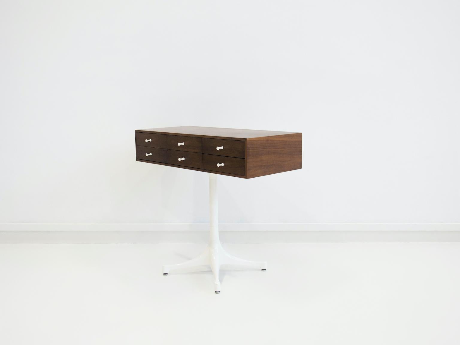 20th Century Walnut Console with Metal Base Attributed to George Nelson