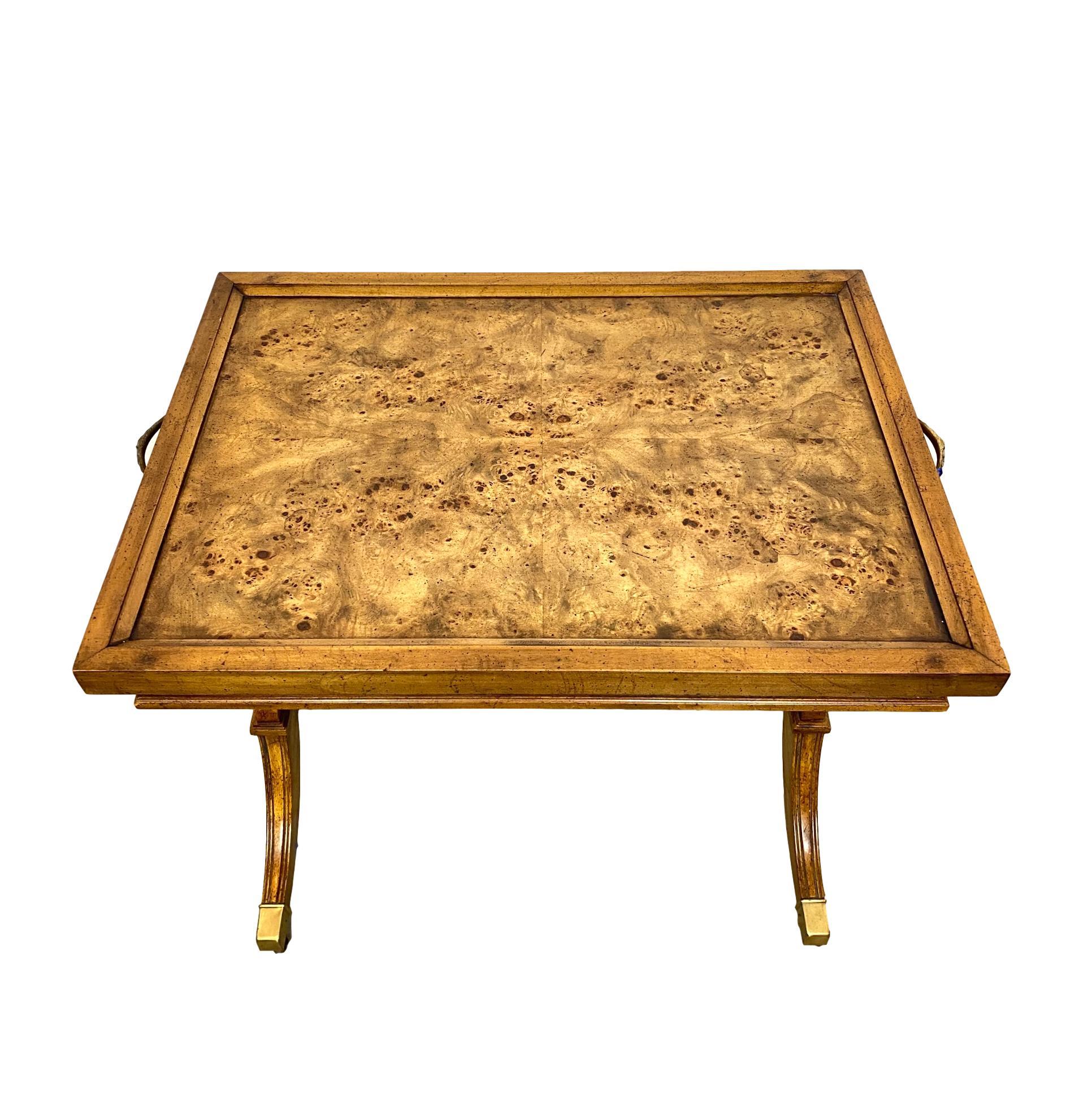 Regency Walnut Convertible Inlaid Chess Table/Tea Table with Backgammon Board Interior