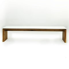 Walnut and Corian Gallery Bench Mid-Century Modern inspired Minimal Handmade