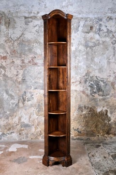 Walnut corner cupboard with shelves, France, 1950s
