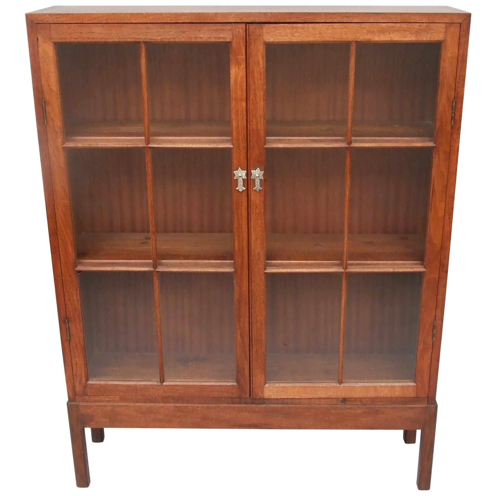 Walnut Cotswold School Display Cabinet For Sale