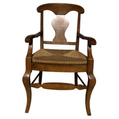 Walnut Country French Armchair w/ Rush bottom seat