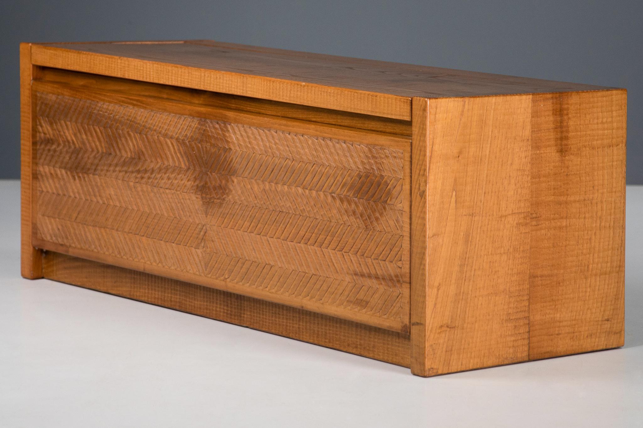 20th Century Walnut Crafted Blanket Chests by Giuseppe Rivadossi, Italy, 1970s