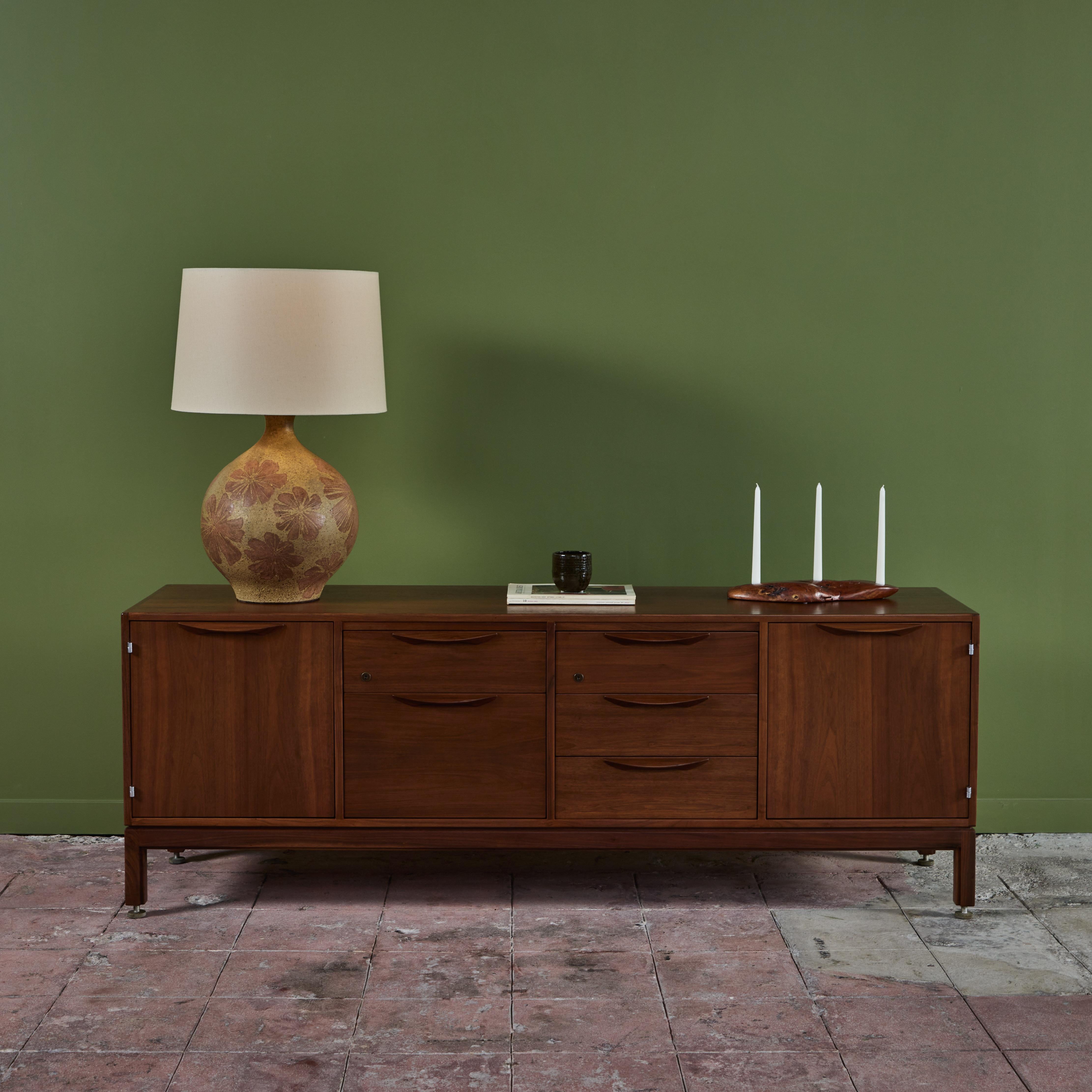 American Walnut Credenza by Jens Risom For Sale