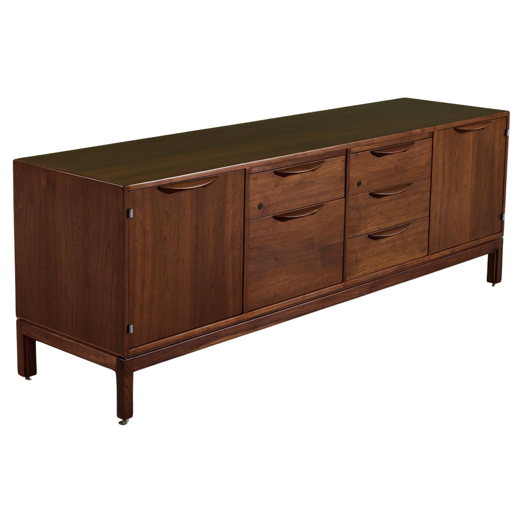 Walnut Credenza by Jens Risom For Sale