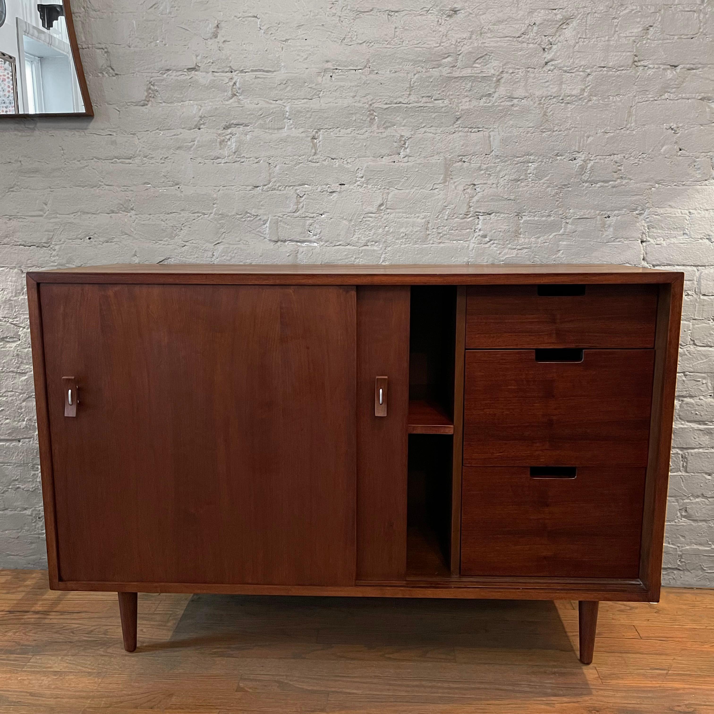 Aluminum Walnut Credenza by Stanley Young for Glenn of California