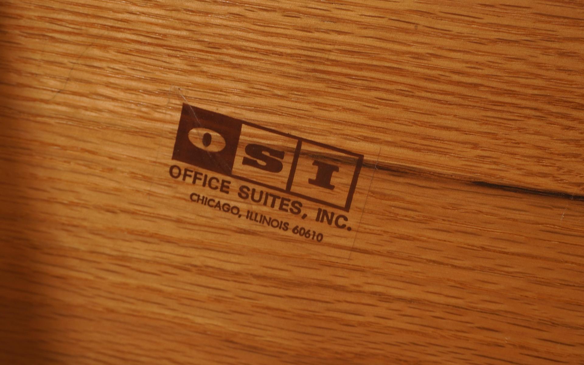 Walnut Credenza, Chrome Recessed Base by Office Suites Inc. Expertly Refinished For Sale 2