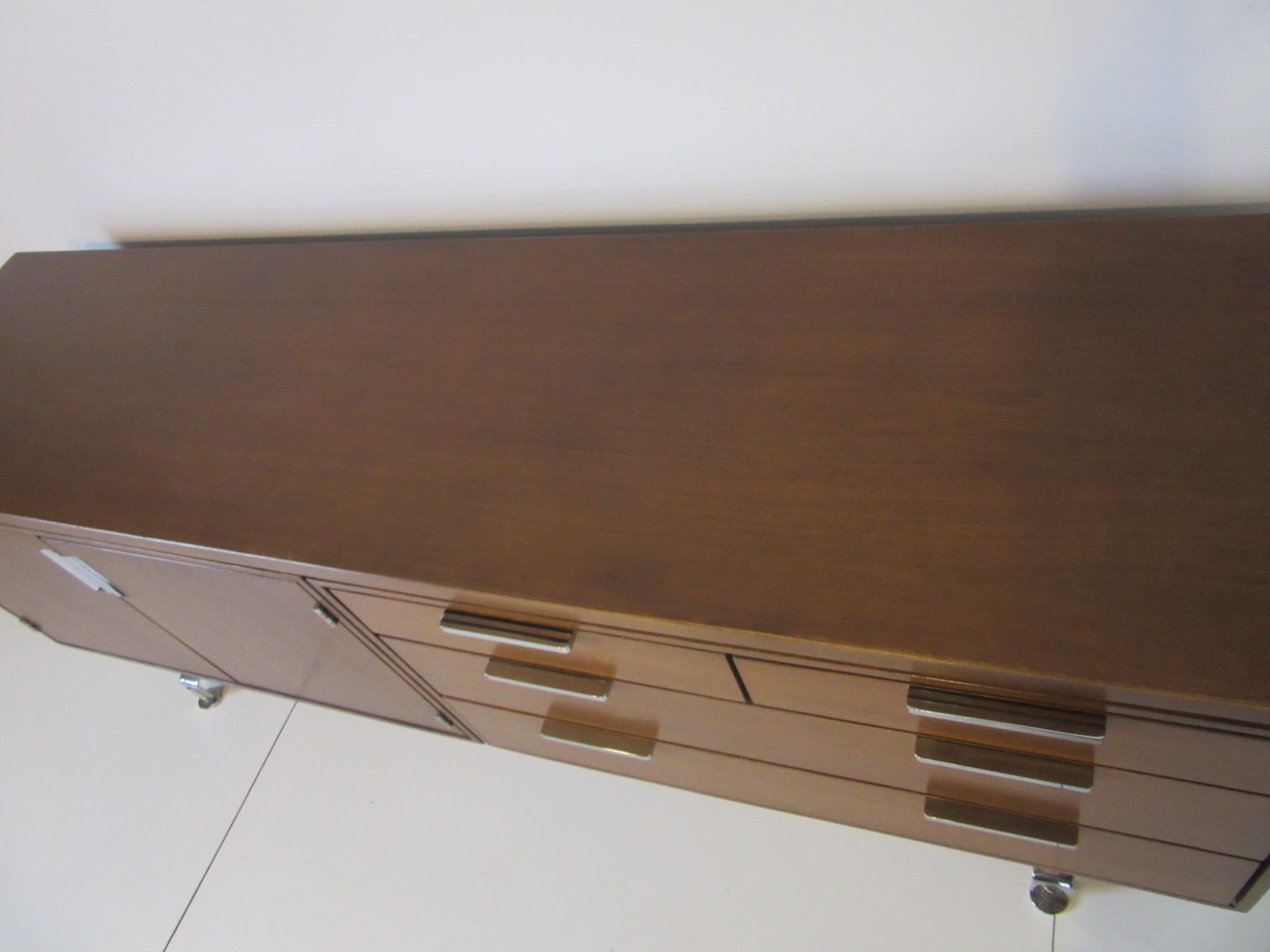 Walnut Credenza Designed in the Manner of Borsani for the Imperial Desk Co. 1