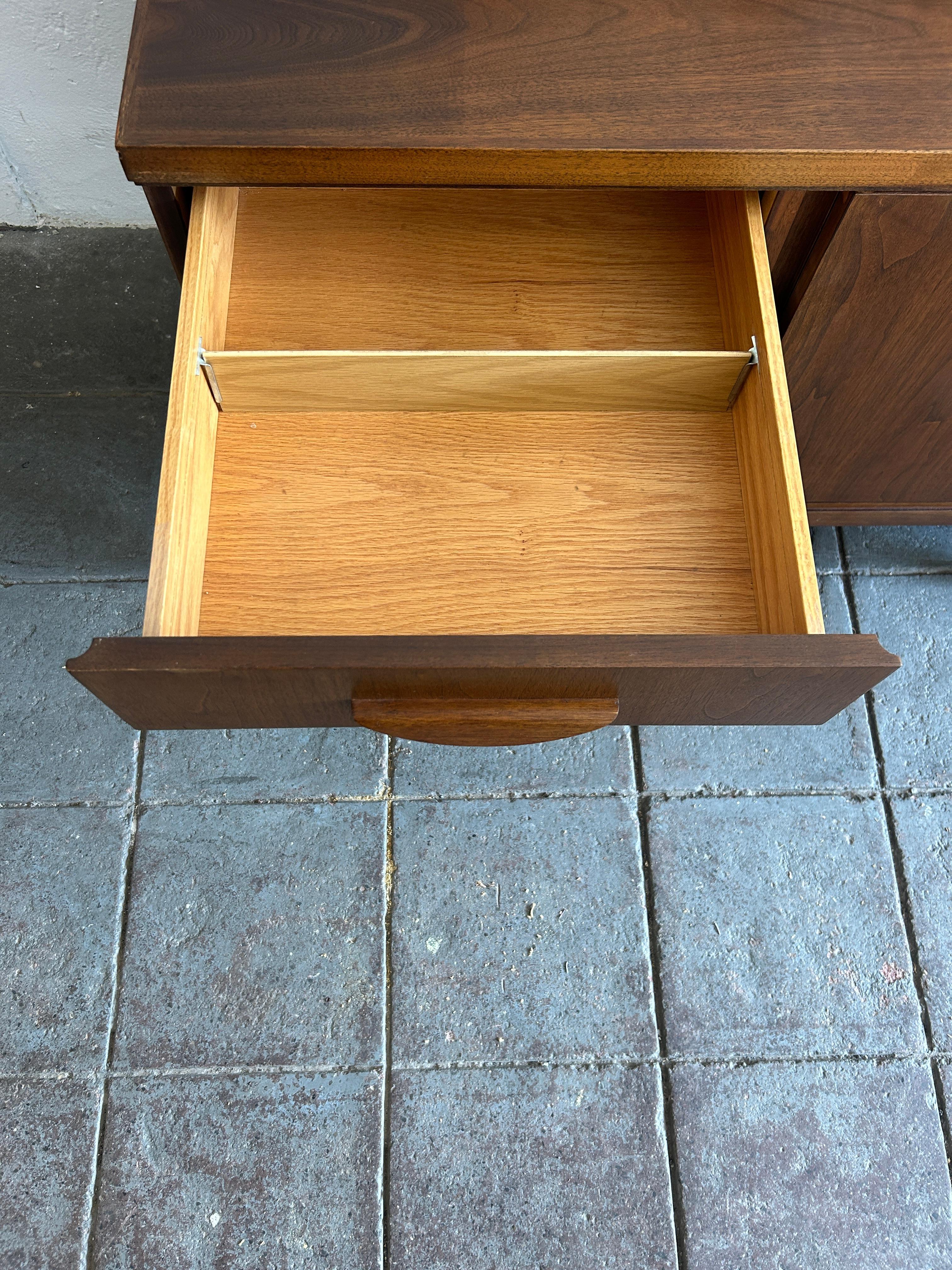 Woodwork Beautiful walnut mid century office credenza fully locking carved handles